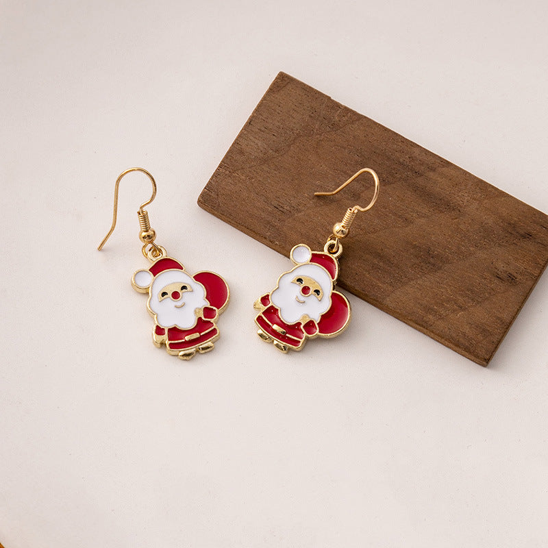 Wholesale Candy Cane Bell Elk Earrings